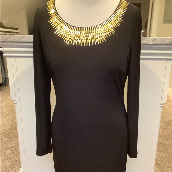 Calvin Klein gold detail cocktail dress - Picture 3 of 4